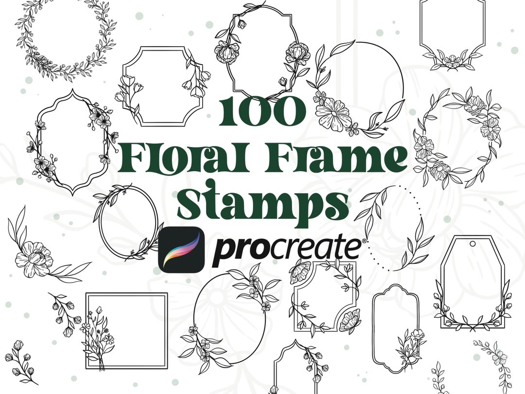 100 Wreath Procreate Stamps | Flower Procreate Brush | Procreate Floral ...