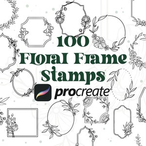 100 Wreath Procreate Stamps | Flower Procreate Brush | Procreate Floral Stamps | Wreath Stamps | Botanical Stamps | Bullet Journal