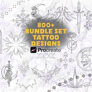 800+ Procreate Tattoo Stamps | Ornamental Tattoo Brushes | Decorative Procreate brushes | Procreate Tattoo Brushes | Procreate Brush Bundle