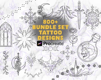 800+ Procreate Tattoo Stamps | Ornamental Tattoo Brushes | Decorative Procreate brushes | Procreate Tattoo Brushes | Procreate Brush Bundle