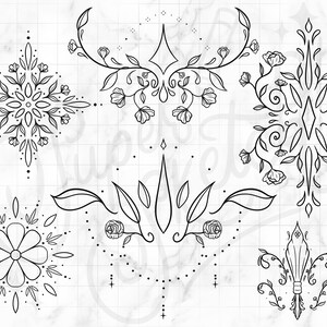 100 Floral Leafy Ornamental Tattoo Design Procreate Brushes ...