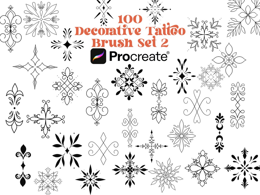 100 Decorative Procreate Stamps Part 2 | Ornamental Stamps | Mandala ...