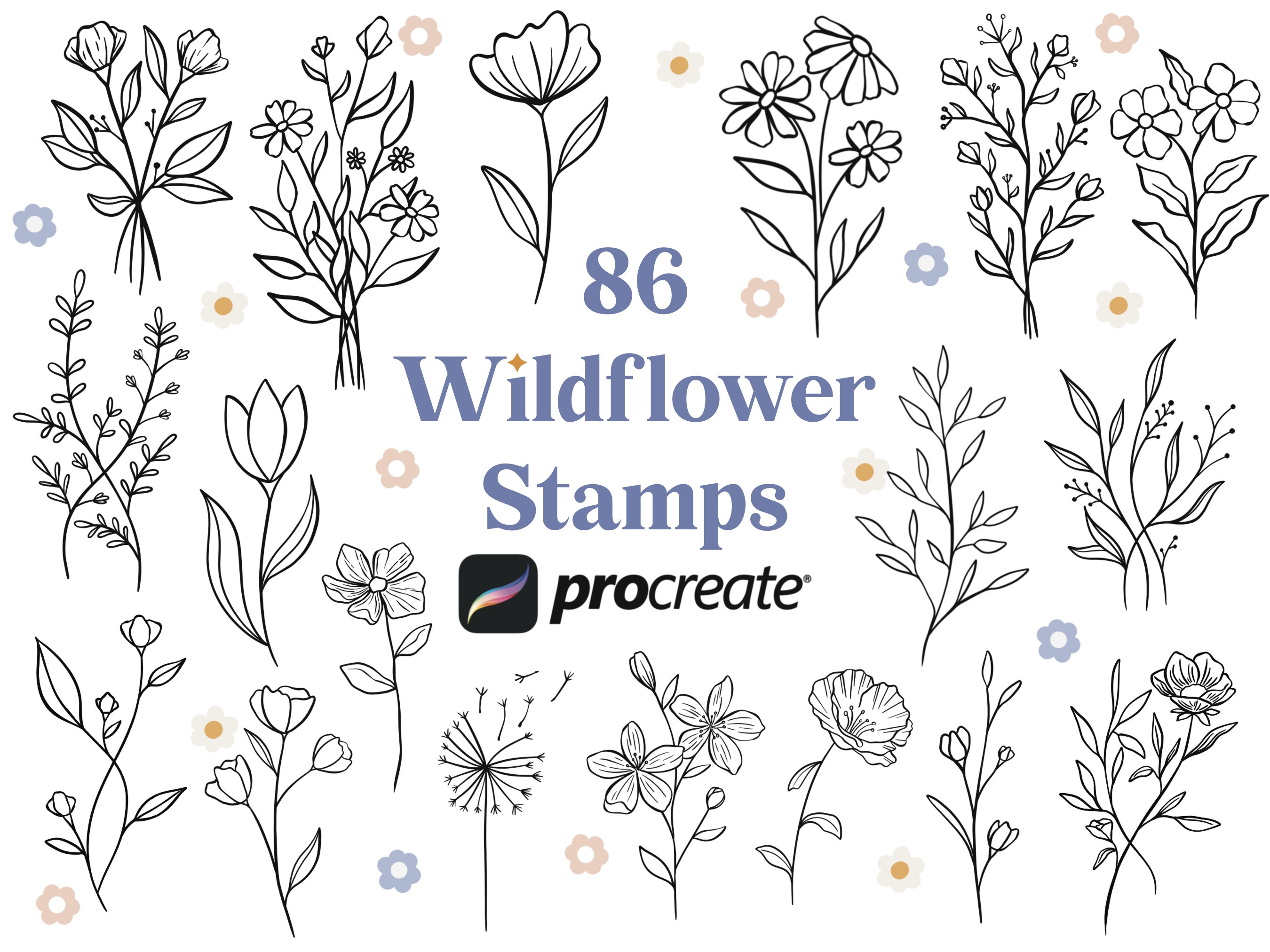 86 Wildflower Procreate Brushes | Flower Brush Set | Procreate ...