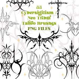 55 Cybersigilism / Neo Tribal PNG FILES Tattoo Designs Cyber Sigilism Tattoo Designs Tribal Tattoo Designs Digital Tattoo Stencils