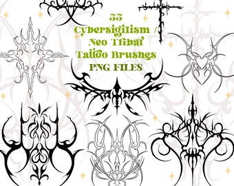 55 Cybersigilism / Neo Tribal PNG FILES Tattoo Designs Cyber Sigilism Tattoo Designs Tribal Tattoo Designs Digital Tattoo Stencils