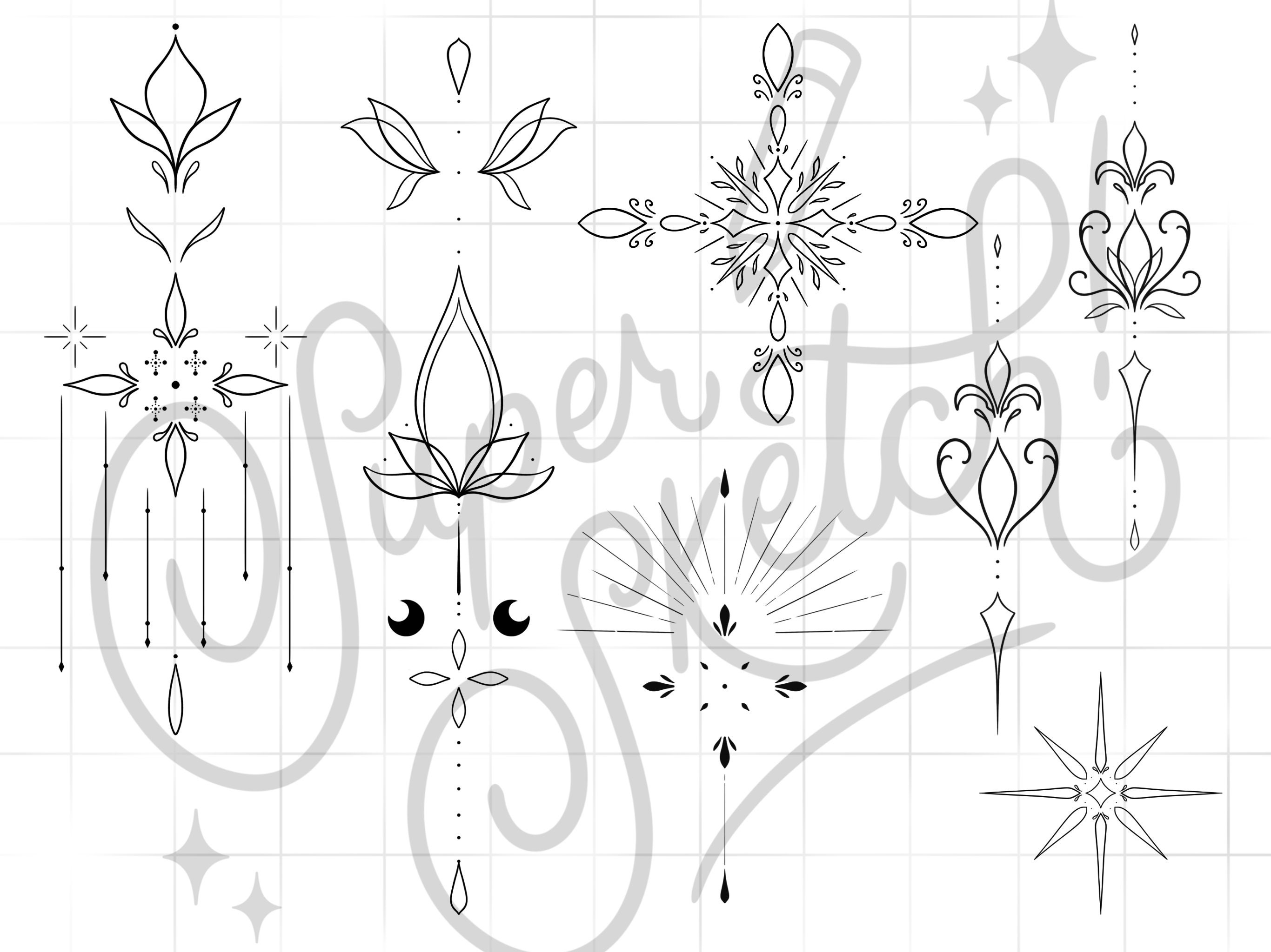 50 Decorative Tattoo Design Procreate Brush Stamps Ornamental Tattoos ...