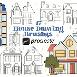 47 House Procreate Stamp Brush Set - Amsterdam Procreate |  House Illustrations Digital Download | Building Stamps Procreate | iPad Doodle