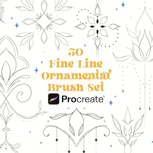 50 Fine Line Ornamental Procreate Brushes - Adornment Tattoo Procreate | Delicate Tattoo | Elegant Fineline Tattoos | Feminine Tattoos