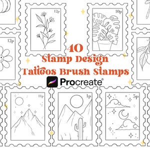 40 diseños de sellos Tatuajes para Procreate / Diseños de tatuajes de sellos postales / Tatuajes lindos Diseños de tatuajes flash Diseños de tatuajes kawaii Tatuaje de línea fina