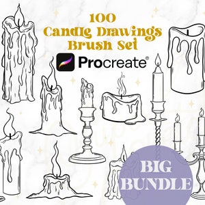 100 Pennelli Procreate per Candele / Scarabocchi di Candelieri / Estetica Vittoriana Procreate / Illustrazioni di Candele Scarabocchi di Candele Fai da Te Timbro Procreate