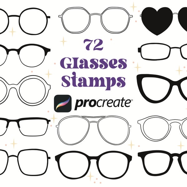 72 Glasses Procreate Stamps | Sunglasses Procreate Stamps | Procreate Brush Set | Summer Brush Set | Eye Glasses Procreate | Digital