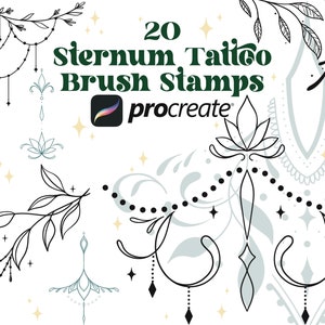 20 Sternum Tattoos Procreate brushes | Ornamental Tattoo | Procreate Tattoo Brushes | Tattoo Sketch Line Work Fine Liner Brushes | Dotwork