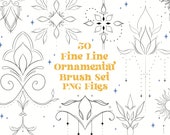 50 Fine Line Ornamental PNG Files - Adornment Tattoo | Decorative Tattoo | Elegant Fineline Tattoos | Feminine Tattoos | PNG designs