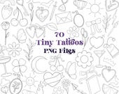 70 Tiny Tattoos PNG Files | Fineline Tattoos Png Drawings | Flash Sheet Tattoos | Patchwork Tattoos Png File Locket Tattoo Png Illustrations