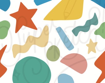 Abstract Seamless Pattern | Cartoon Kids Seamless Repeat Design | Colorful Seamless Pattern | 90s Pattern 80s Pattern | Digital File