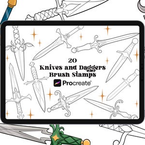 20 Knives and Daggers Procreate Stamps | Procreate Brushes Stamps | Fantasy Procreate Booktok Procreate Sword Procreate Brush Stamps