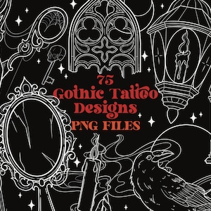 75 gotiska tatueringsdesigner PNG-filer | Häxtatueringsdesigner | Gotiska tatueringar | Skräcktatueringsdesigner | Spöklika tatueringar | ClipArt-tatueringar