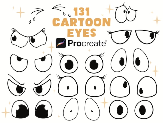 131 Cartoon Eyes Procreate Brushes - Character Procreate Brushes | Drawing Procreate Brushes | Character Design Procreate Brushes
