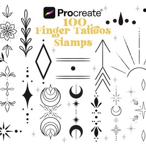 100 Finger Tattoo Procreate Brushes | Ornamental Tattoo Stamps | Decorative Tattoos | Procreate Stamps | Fineline Tattoo Design | Digital