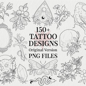 150+ Tattoo Designs PNG Files | Neotraditional Tattoo | Patchwork Tattoos | Popular Tattoos | Tattoo Flash Designs | Digital Tattoo Designs