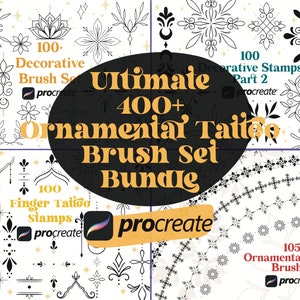 400+ Ultimate Tattoo Procreate Bundle Pack - Ornamental Tattoo Procreate Designs | Finger Tattoos | Sternum Tattoos | Decorative Tattoos
