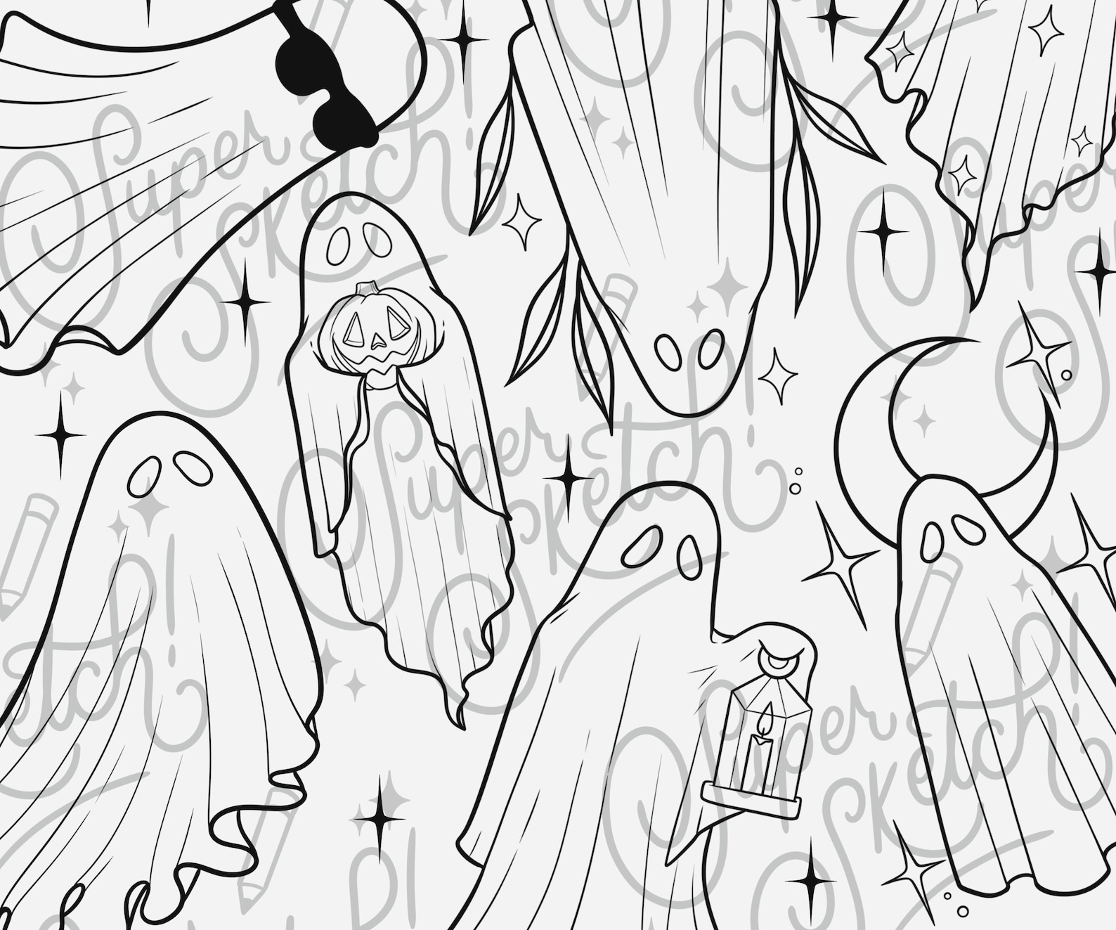 27 Sheet Ghosts Procreate Brushes | Ghost Tattoo Procreate Stamps ...