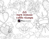 55 Dark Romance Procreate Brushes | Valentines Procreate Stamps | Dark Valentines Tattoo Flash Stamps | Gothic Love Procreate Stamps