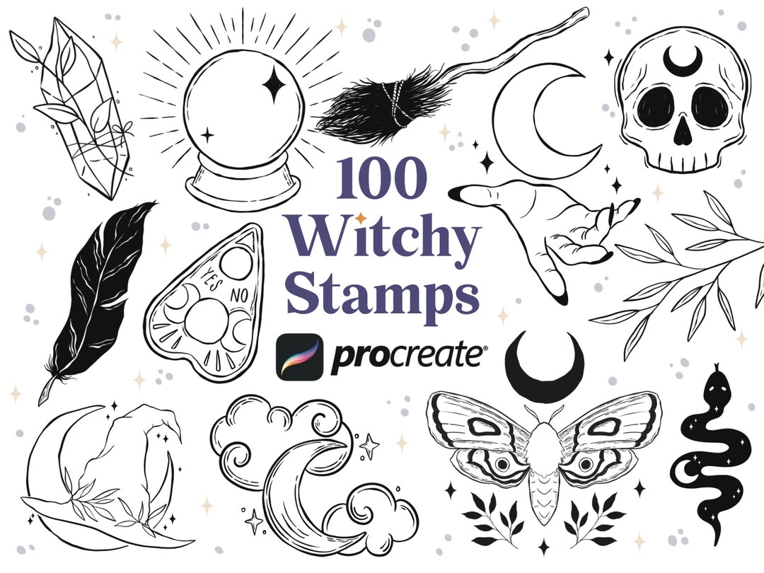 100 Witch Procreate Brushes Set | Tattoo Procreate | Tattoo Flash ...