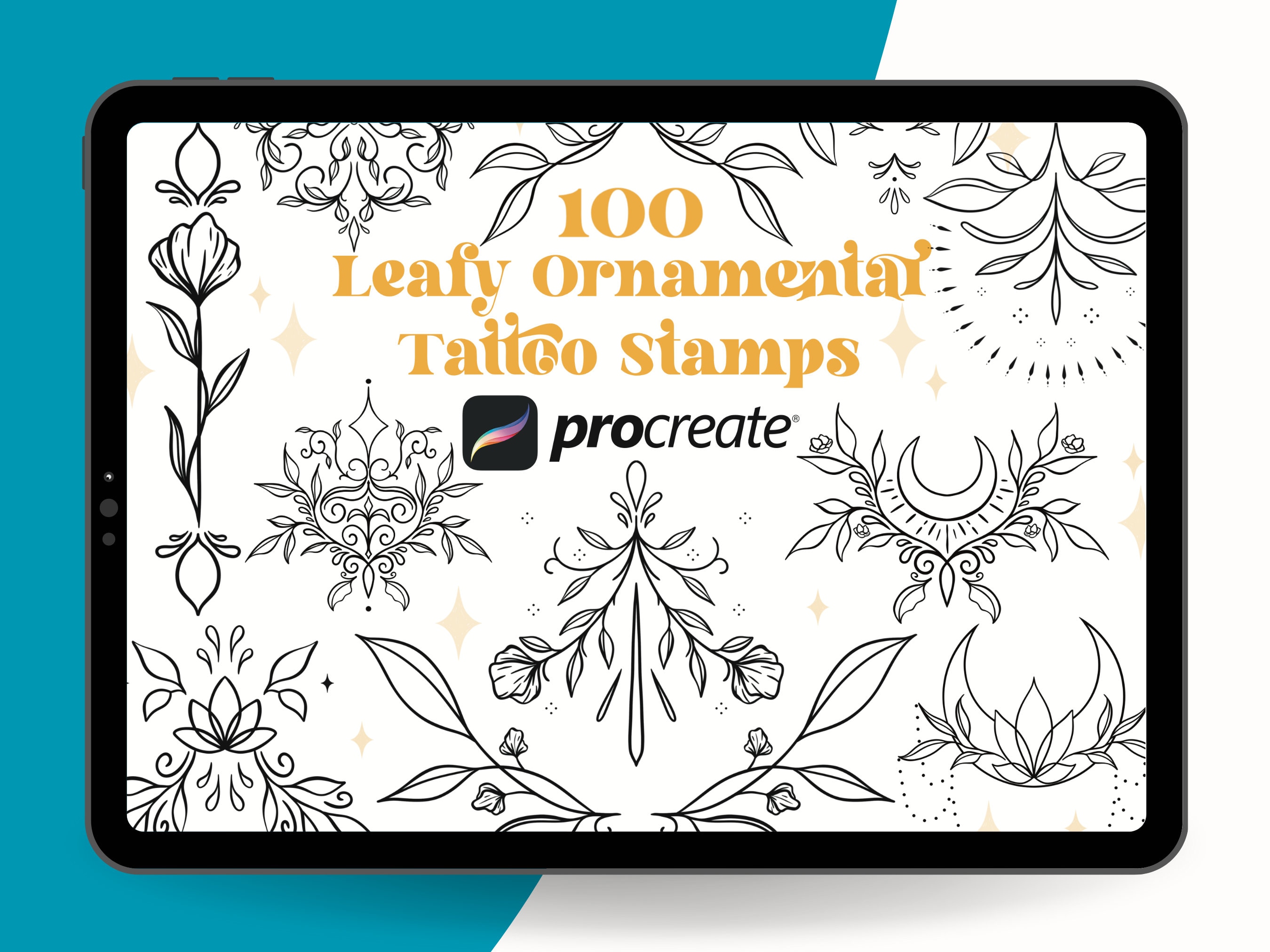 100 Leaf Ornamental Tattoo Procreate Brushes | Procreate Brush Bundle ...
