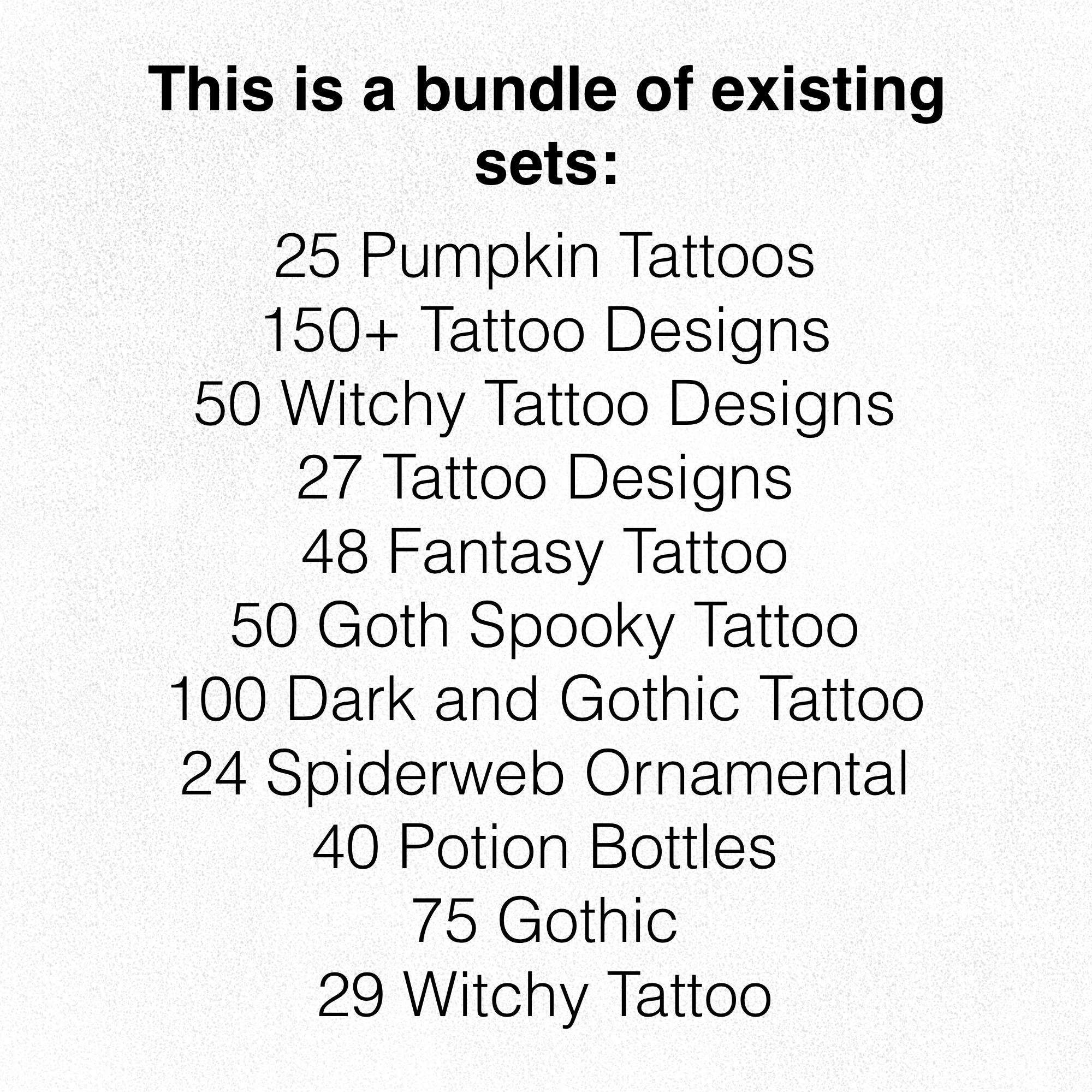 600+ Witchy Gothic Dark Tattoo Procreate Brush Stamps Neo Traditional ...