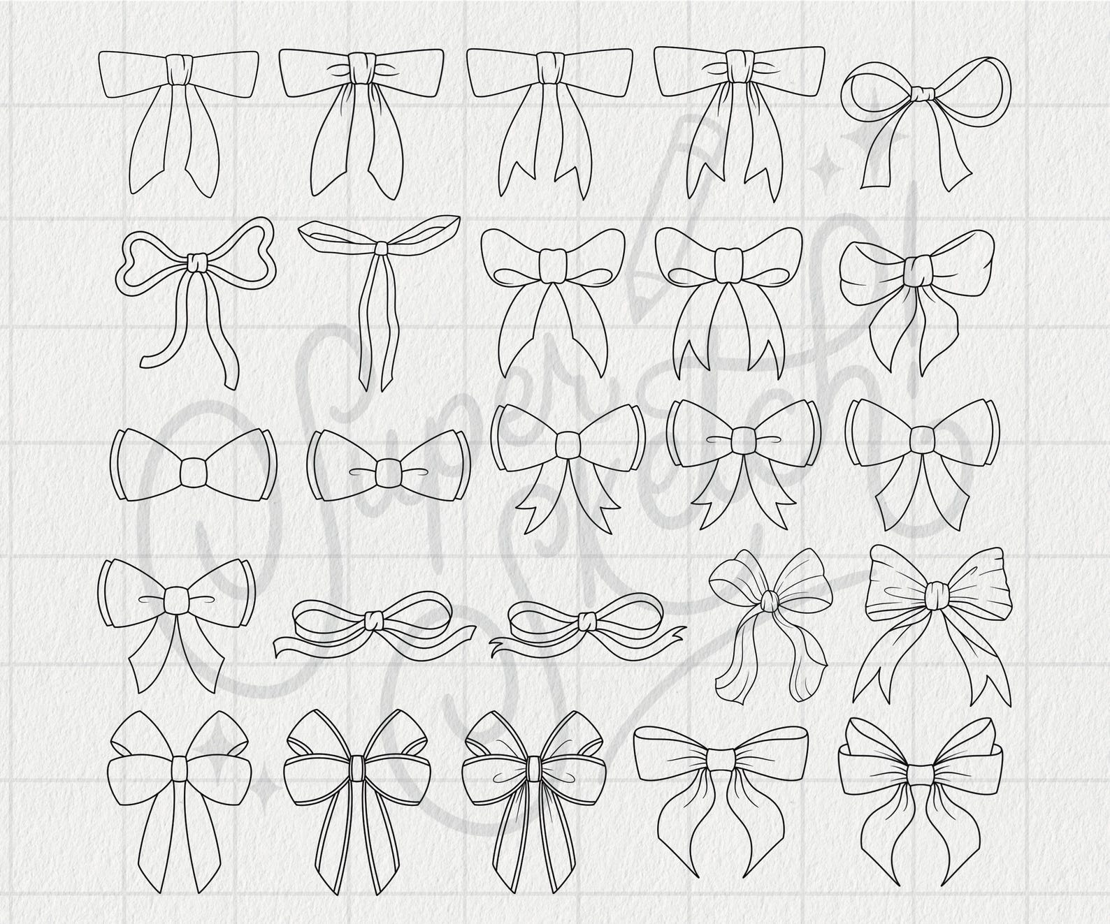 125 Bows and Ribbons PNG Files | Dainty Ribbon Tattoos | Cute ...