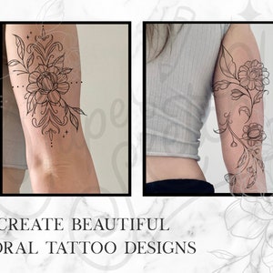 50 Floral Ornamental Tattoo Procreate Brushes | Floral Decorative ...