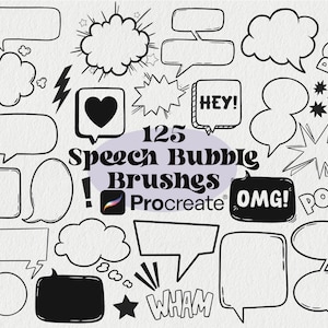 125 Speech Bubble Procreate Brush Stamps | Comic Book Procreate Stamps | Cartoon Procreate Brush  Journal Procreate Stamps Banner Procreate