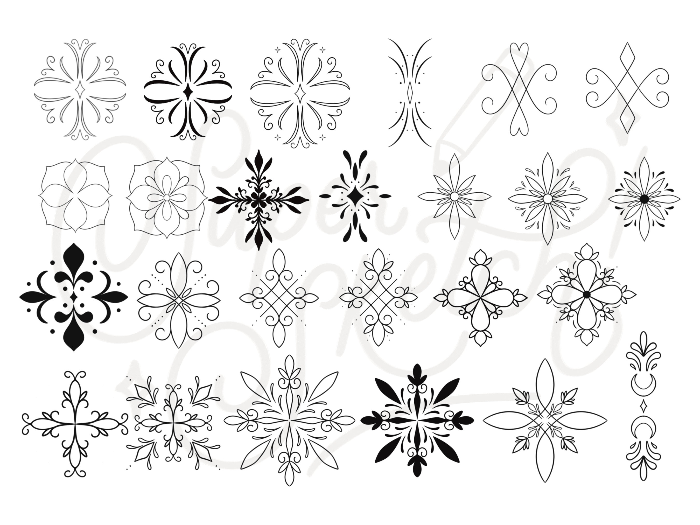 100 Decorative PNG Files Part 2 | Ornamental Stamps | Mandala Png ...
