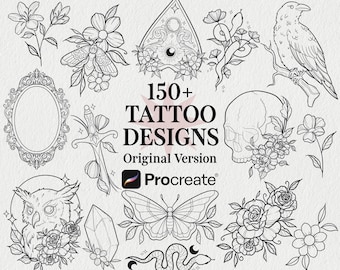 150+ Tattoo Designs Procreate Tattoo Brush Set | Neotraditional Tattoo | Tattoo Flash Brushes | Digital Tattoo Designs