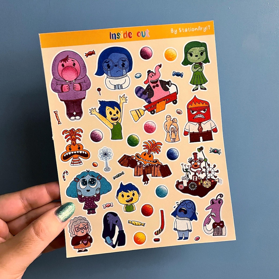 Inside Out 2 Sticker Sheet, Anxiety Sticker, Emotions, Pixar, Disney ...