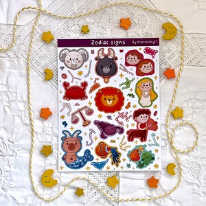 Zodiac sign sticker sheet , segni zodiacali , foglio di adesivi, costellazioni