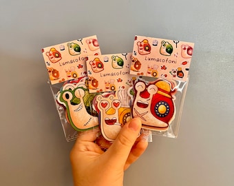 Slakken Eendelige set stickers, schattige stickers, set van 12 stickers van eendelige slakken, een stuk fanart, een stuk anime en manga