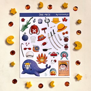 One piece stickers sheet, cute stickers , foglio di adesivi di one piece , bullet journal, one piece anime e manga, one piece fanart