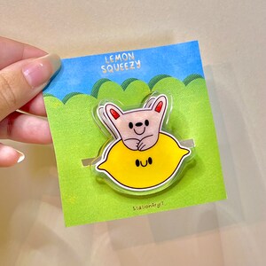 Lemon Squeezy clip acrylic , molletta in acrilico , orso e limone