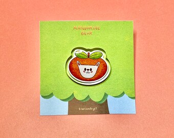 Mandarine Bear Pin - mandarin bear - acrylic pin