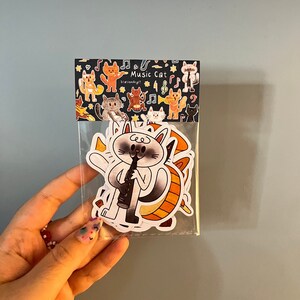 Banda musica set stickers de gatos, lindos stickers de gatos, set de 9 stickers de gatos tocando instrumentos musicales Banda, musica, banda