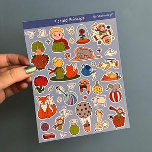 Little prince sticker sheet, foglio di adesivi del piccolo principe, adesivi, volpe, rosa