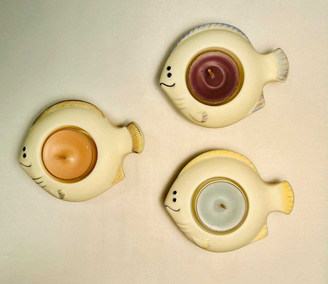 Partylite Candle Holders Aqua Pals Whimsical Floating Fish Etsy