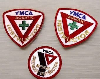 Vintage YMCA Aquatic Swim Instructor Patch Lot of 3 Swimming Program Embroidered