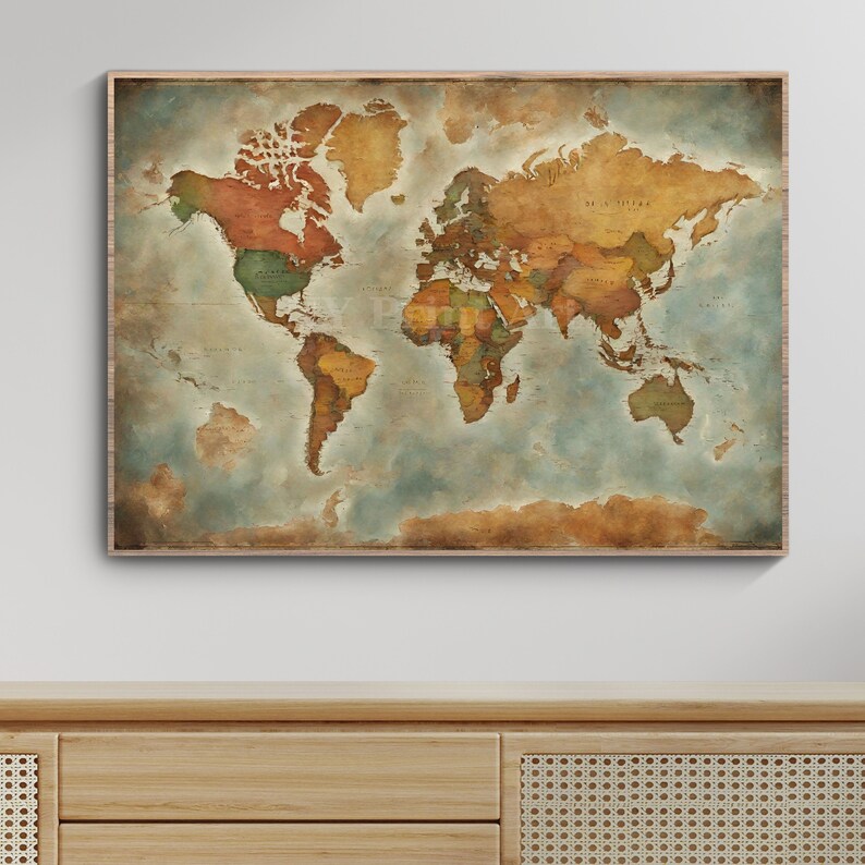 PRINTABLE Vintage World Map World Map Poster World Map Art Old World PRINTABLE Vintage World Map World Map Poster World Map Art Old World