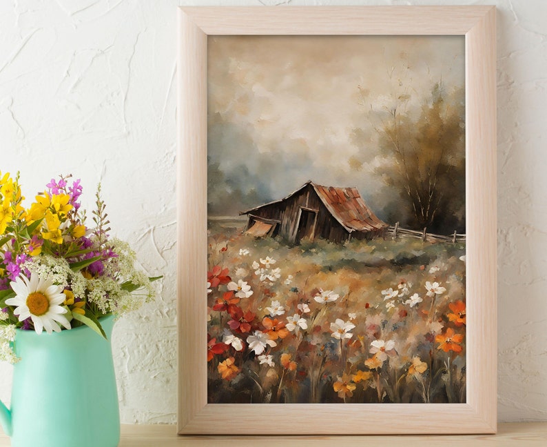 Vintage Landscape Print, Summer Landscape Printing, Vintage Wall Art