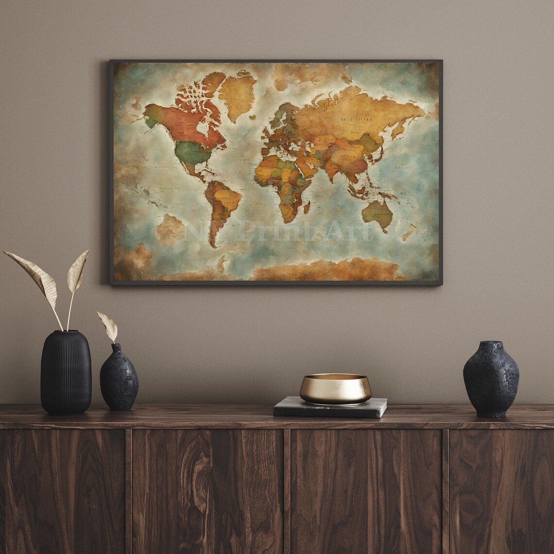 PRINTABLE Vintage World Map World Map Poster World Map Art Old World PRINTABLE Vintage World Map World Map Poster World Map Art Old World