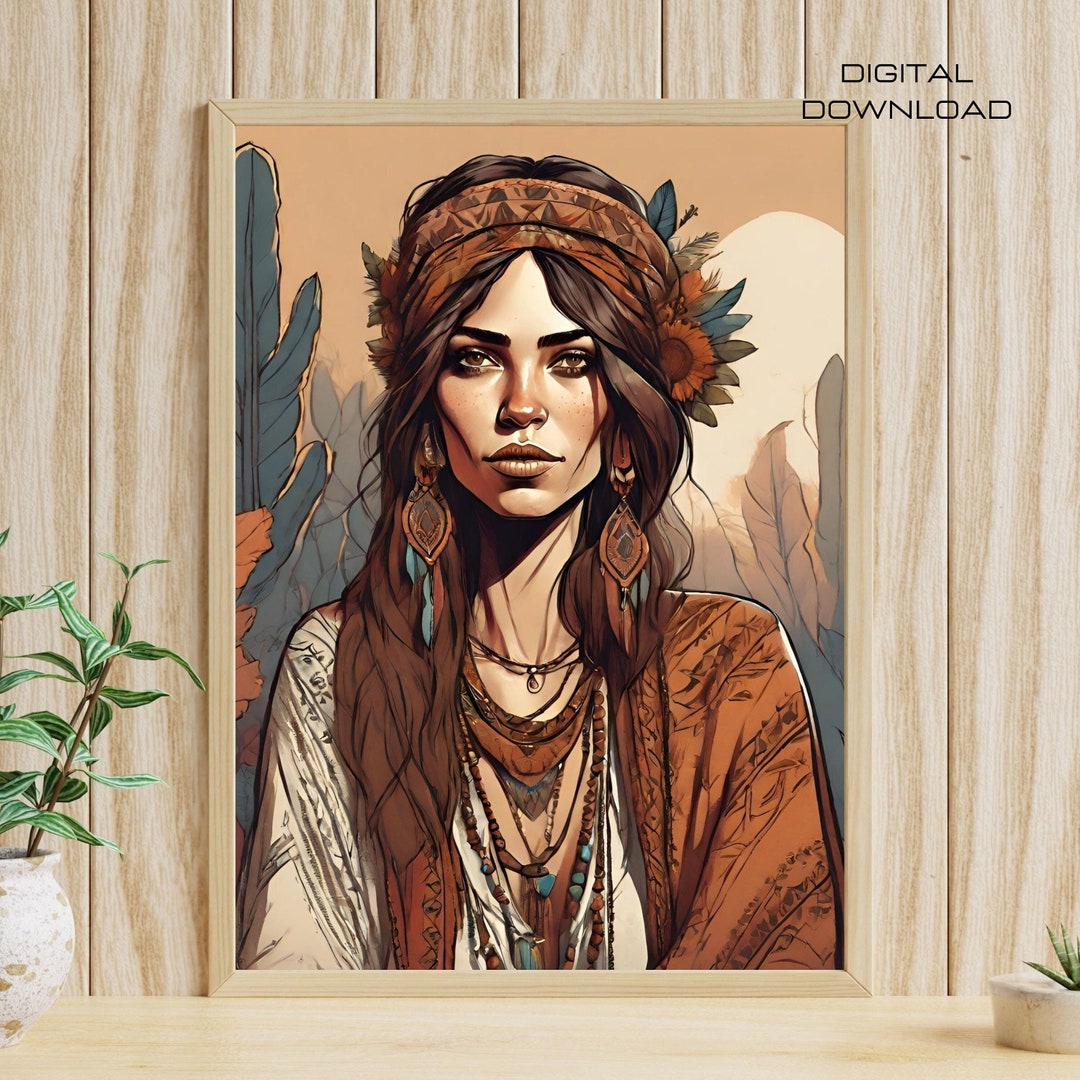 Bohemian Native Wall Art, Native Americans Decor, Native American