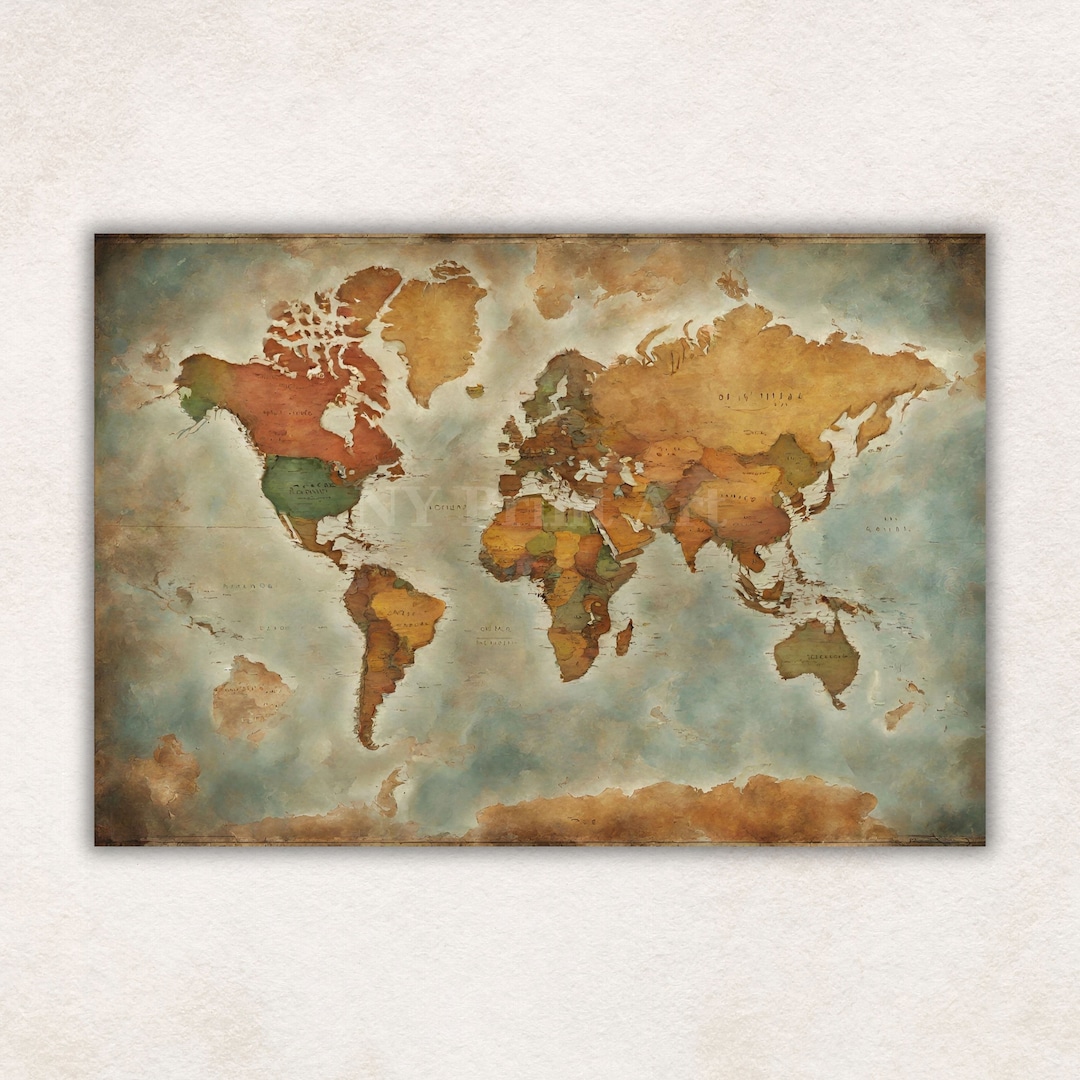 PRINTABLE Vintage World Map, World Map Poster, World Map Art, Old World ...